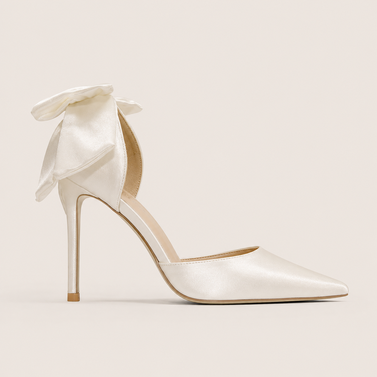 White satin bow pumps for wedding and bridal wear