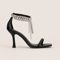 Buckle stiletto pumps with jewel detail and 8 cm heel