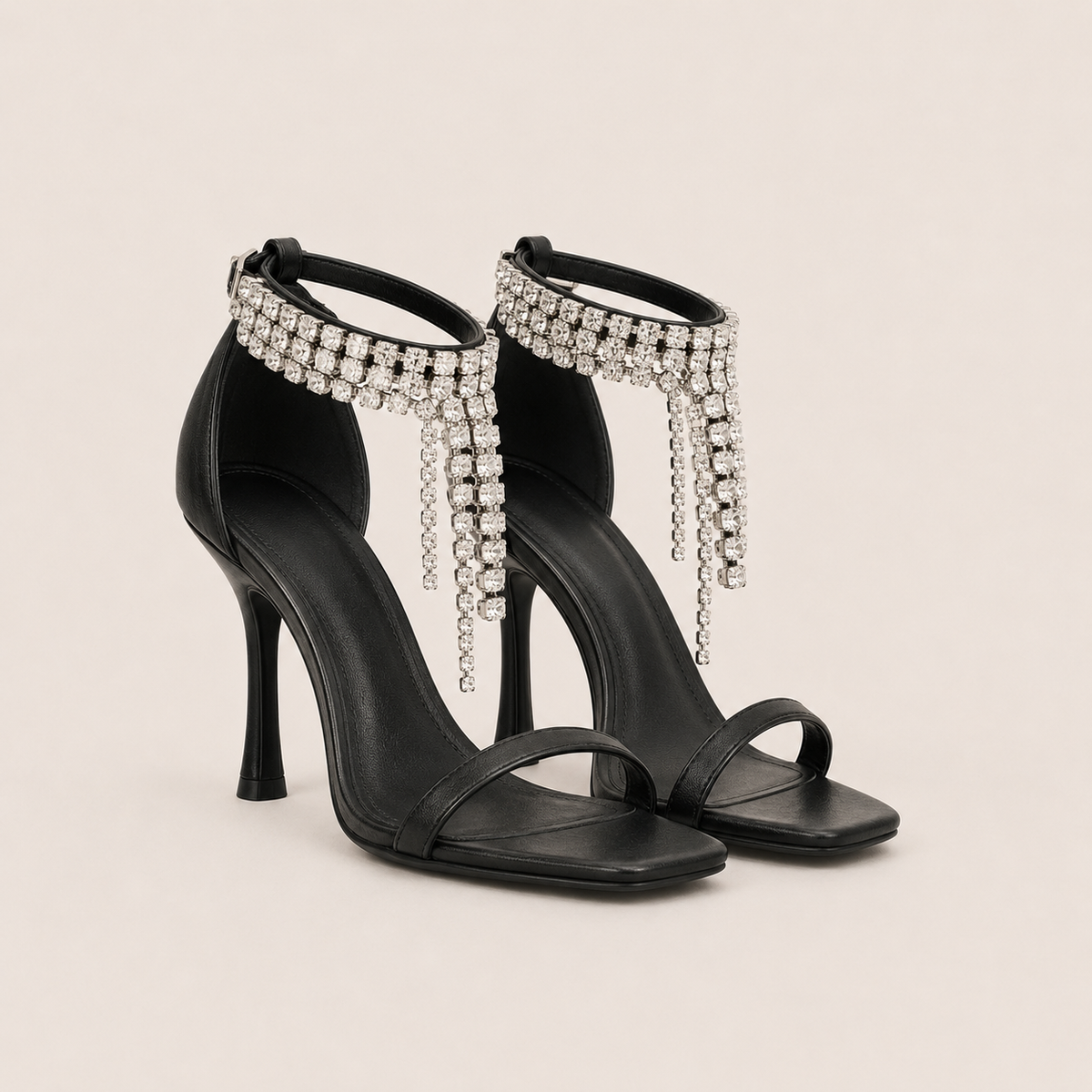 Buckle stiletto pumps with jewel detail and 8 cm heel