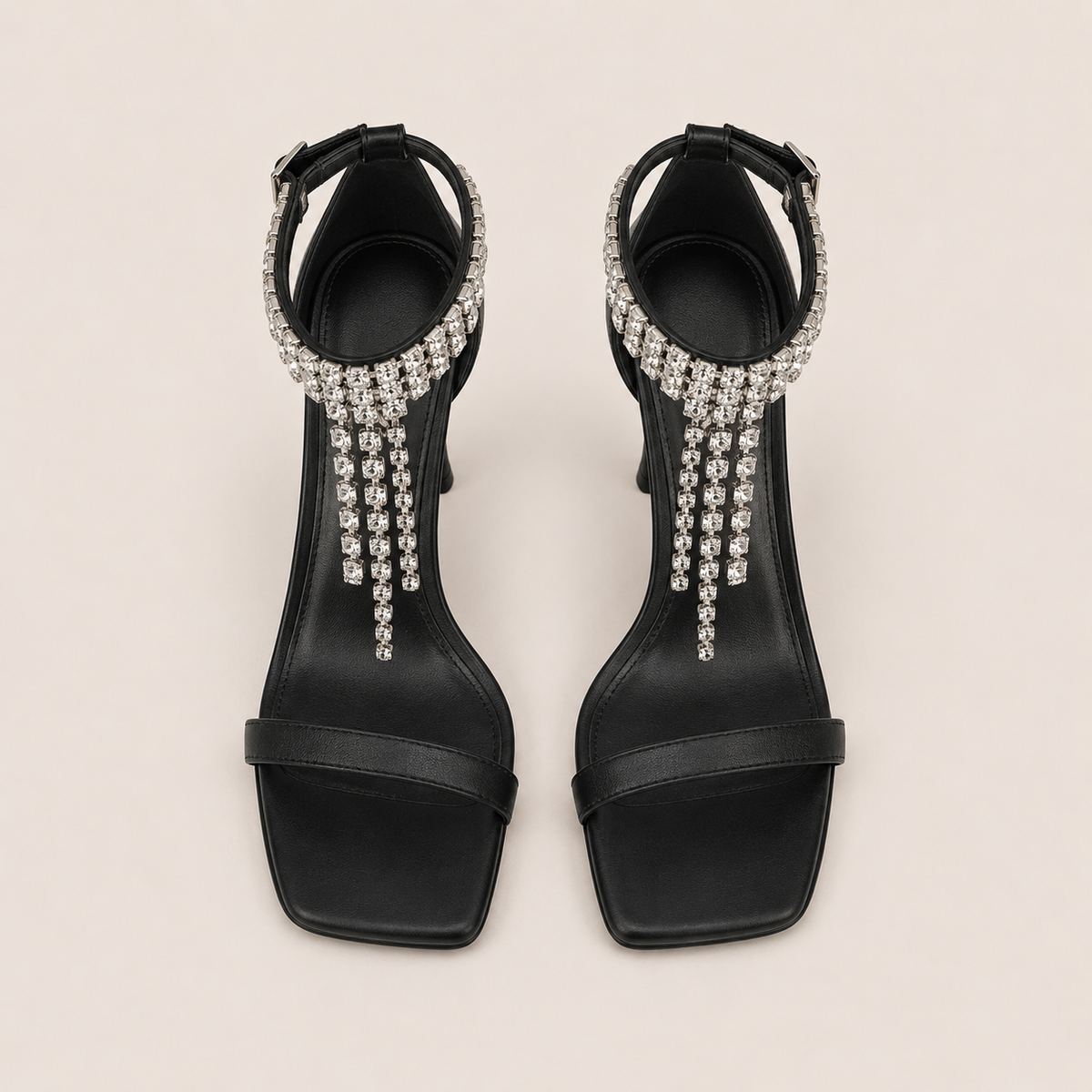 Buckle stiletto pumps with jewel detail and 8 cm heel