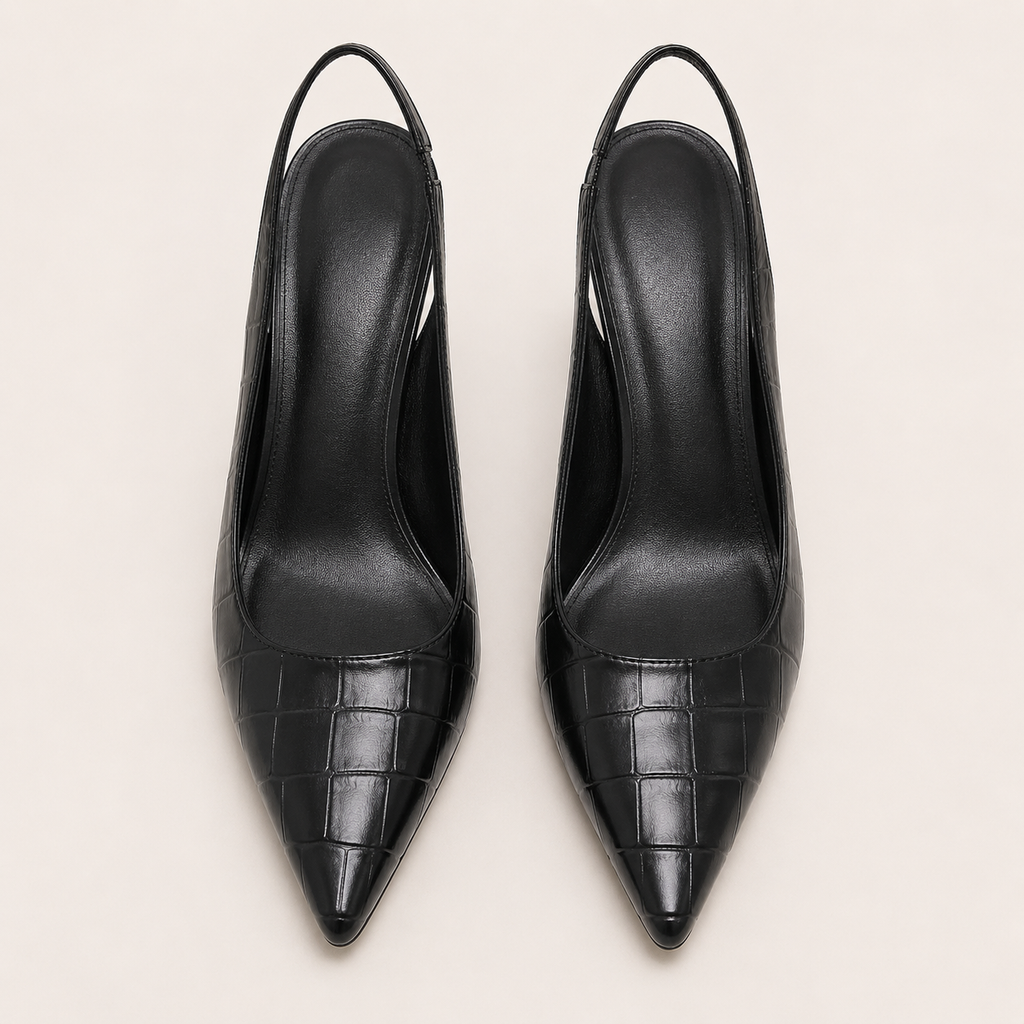 Pointed-toe high heel pumps in classic dress design