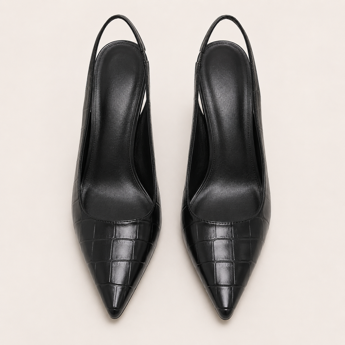 Pointed-toe high heel pumps in classic dress design