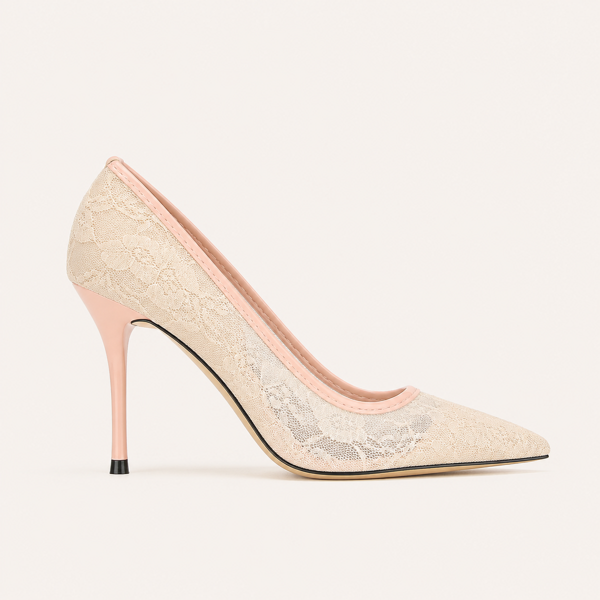 Lace-up pointed-toe pumps with delicate cord detail