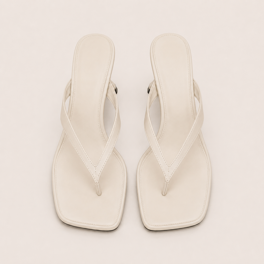 White square-toe kitten heels for women