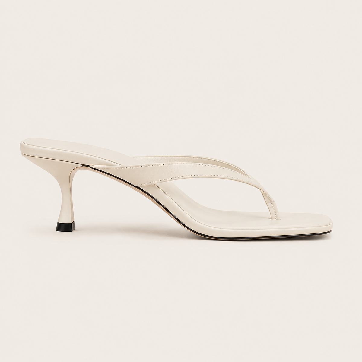 White square-toe kitten heels for women