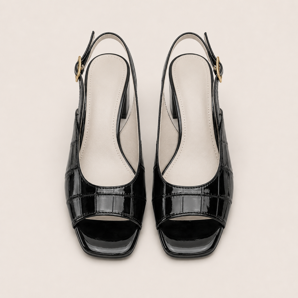 Block heel pointed-toe sandals for women