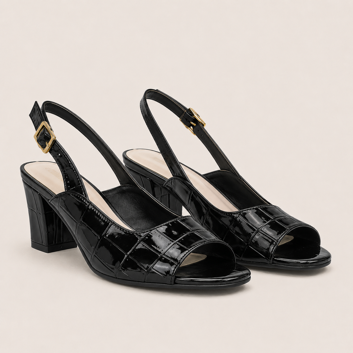 Block heel pointed-toe sandals for women