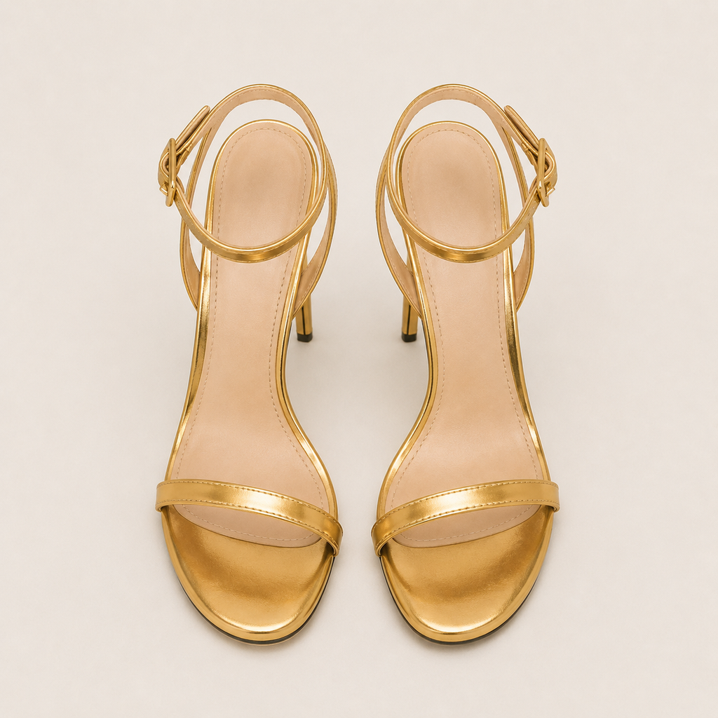 Minimalist strappy stiletto sandals with fine straps