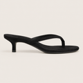 Faux suede kitten heel thong sandals for summer