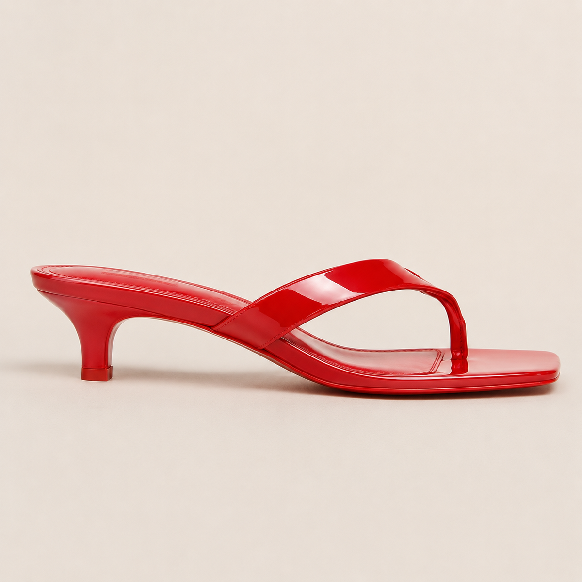 Clear kitten heel sandals with modern square toe design