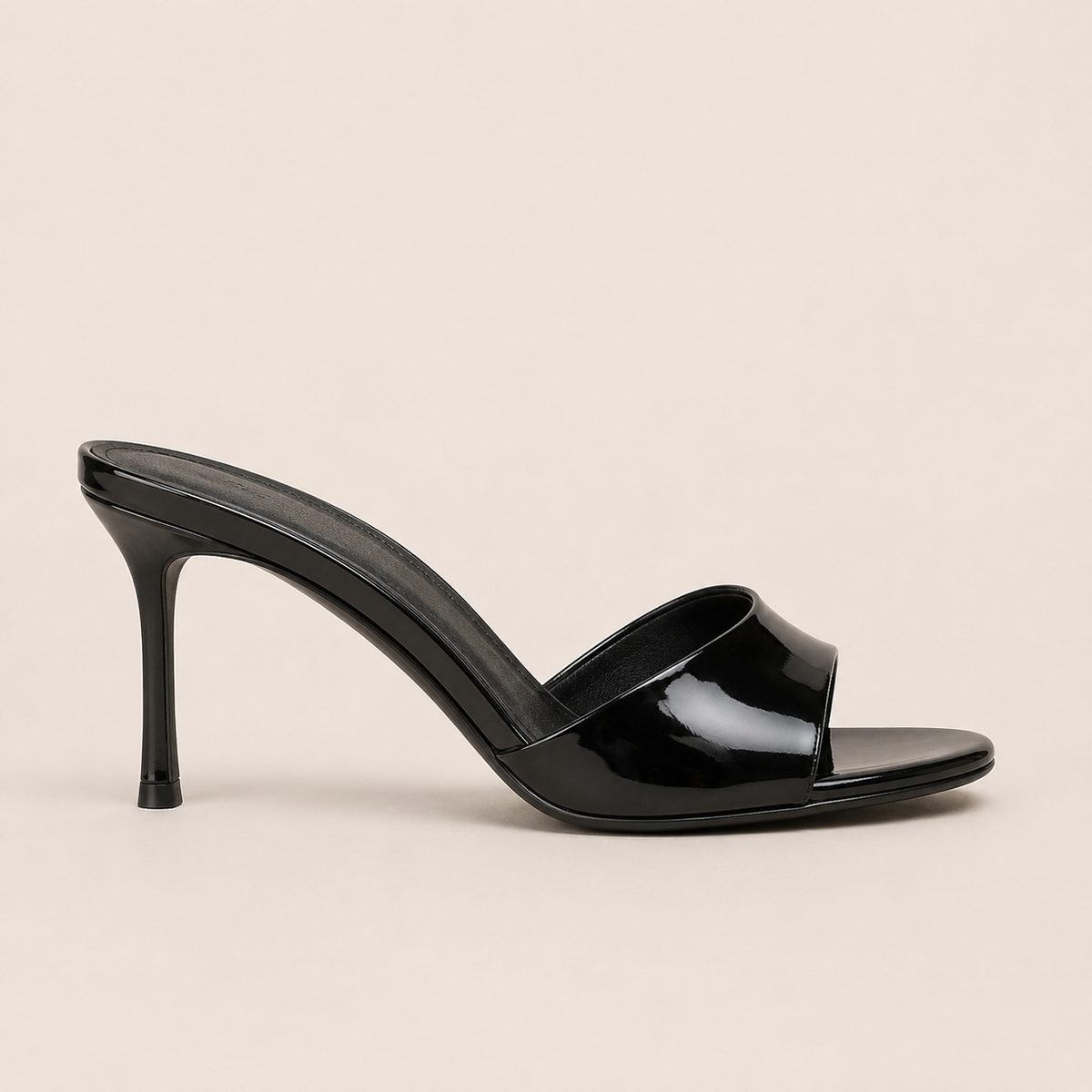 Patent stiletto heeled sandals in glossy finish