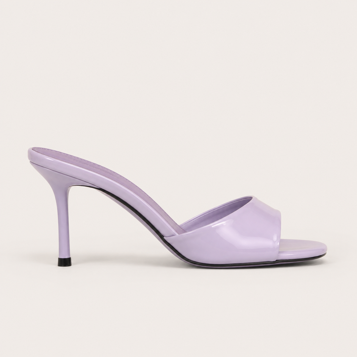 Patent stiletto heeled sandals in glossy finish