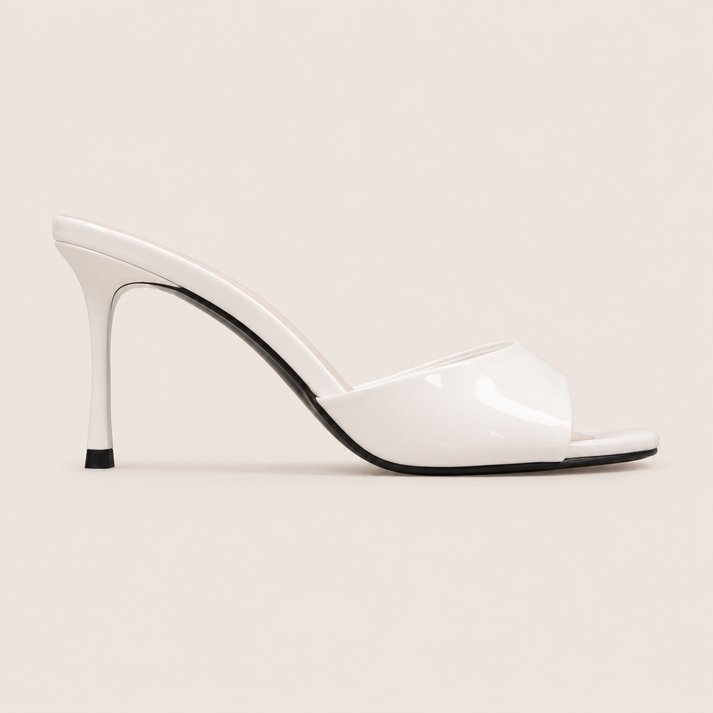 Patent stiletto heeled sandals in glossy finish
