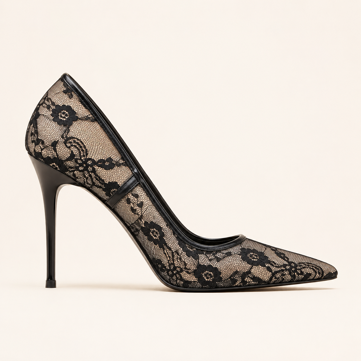Lace-up pointed-toe pumps with delicate cord detail