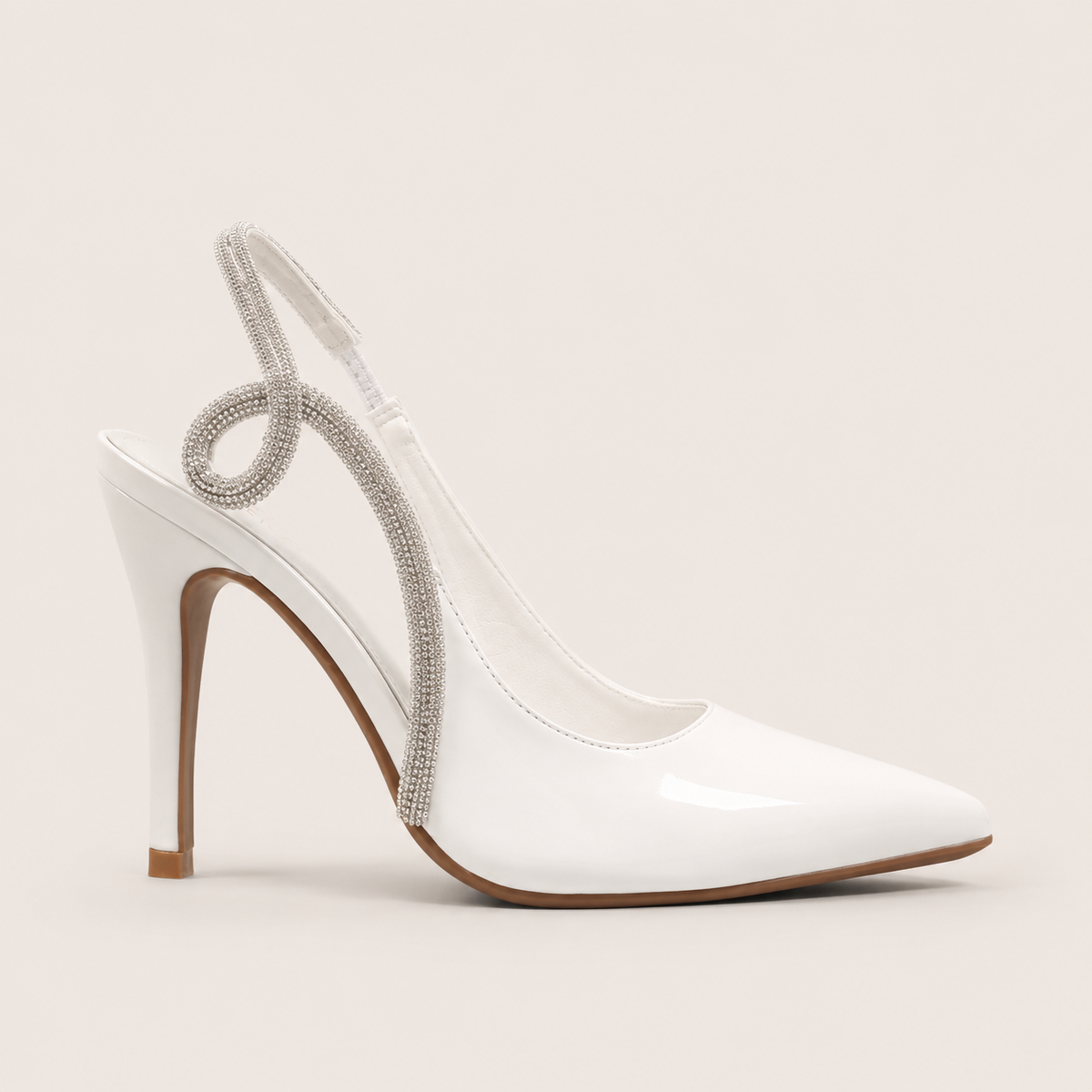 Slingback rhinestone pointed-toe pumps with sparkling details