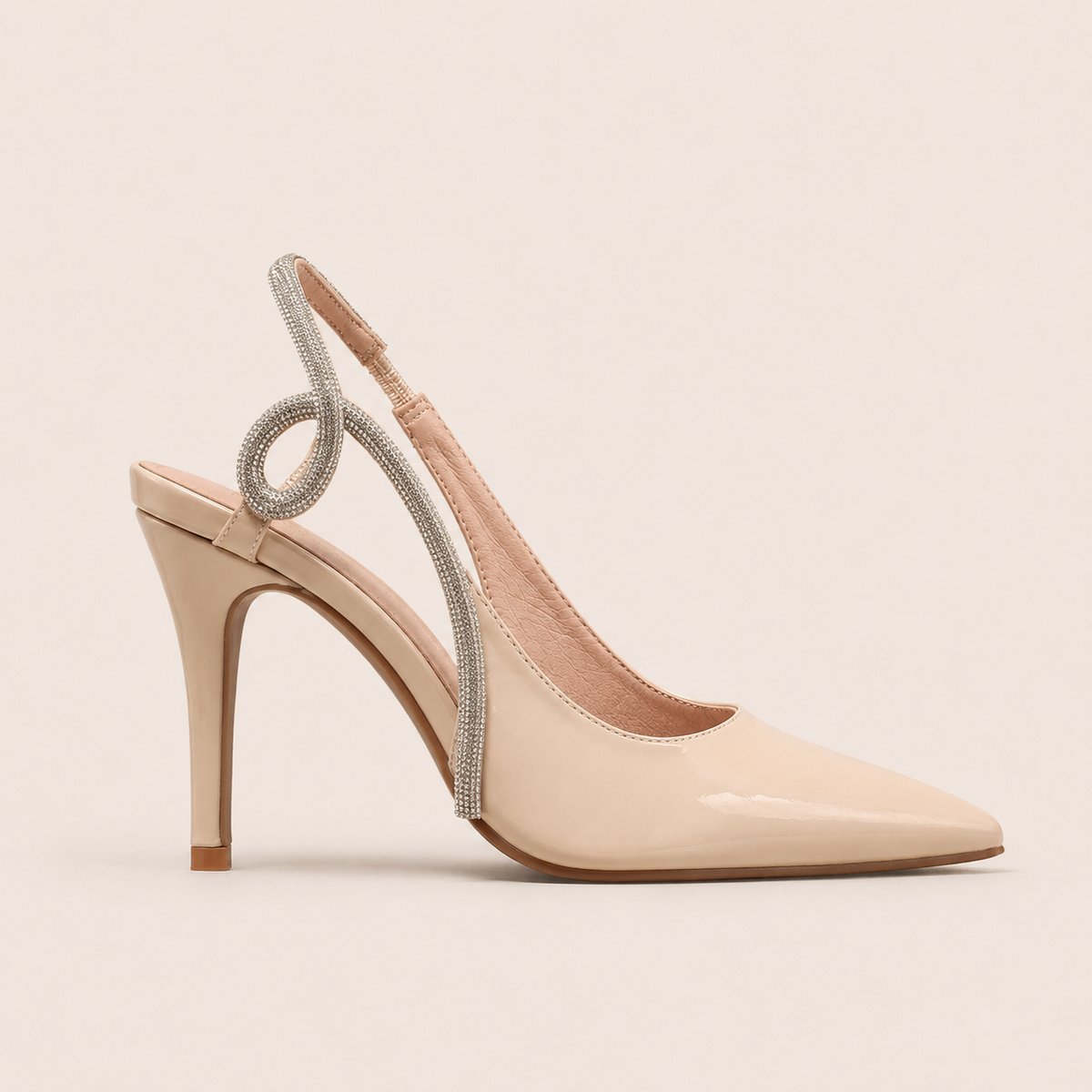 Slingback rhinestone pointed-toe pumps with sparkling details
