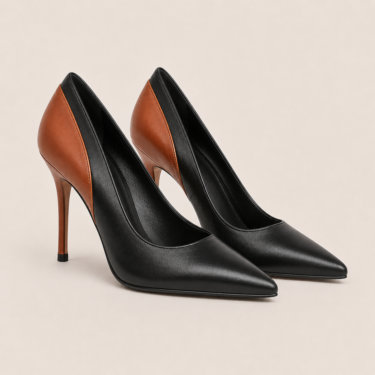 Vintage round-toe high heels with retro character