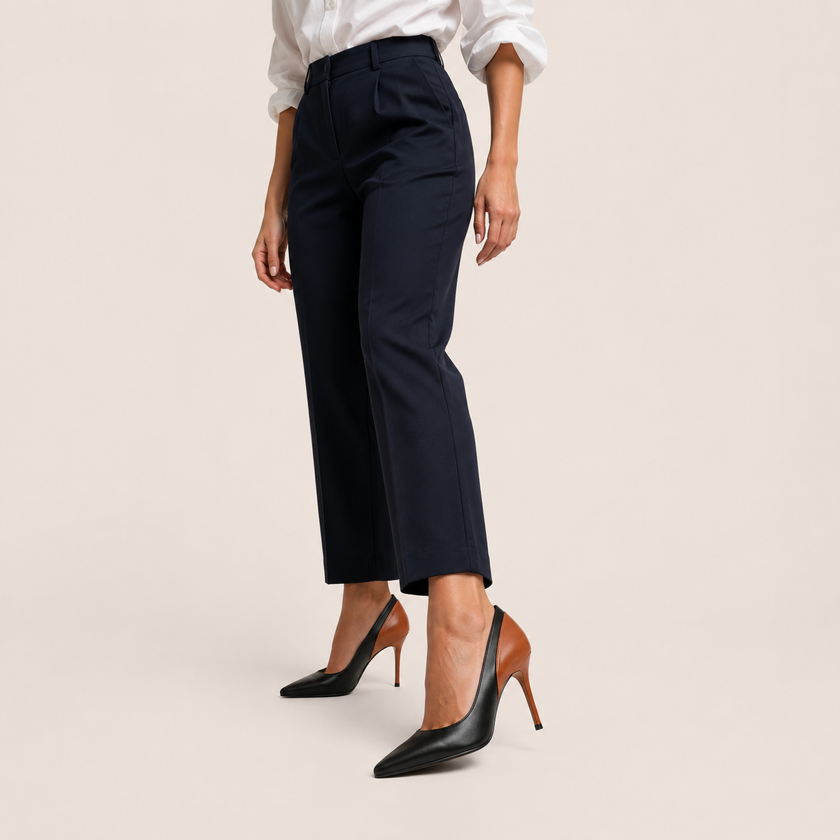 Vintage round-toe high heels with retro character